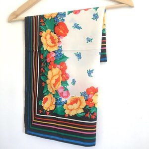 Vintage Rainbow Floral Print Lightweight Scarf